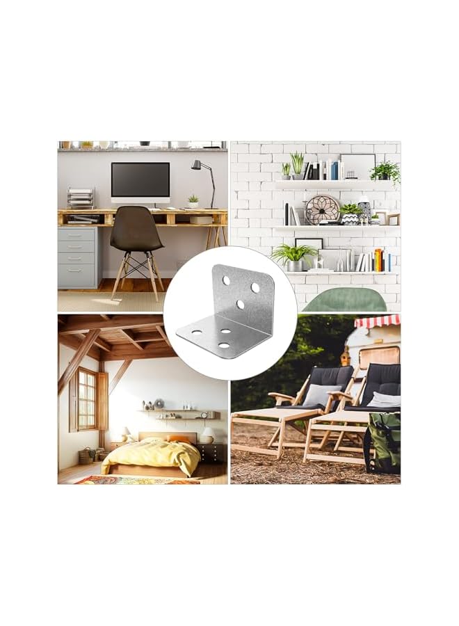 promass 20 Pcs Metal Corner Braces, 1.5 in L Brackets for Wood (with Screws), 90° Wide Corner Patterned Metal Corner Bracket for Wood Furniture Bed Chair(Silver) - Image 4