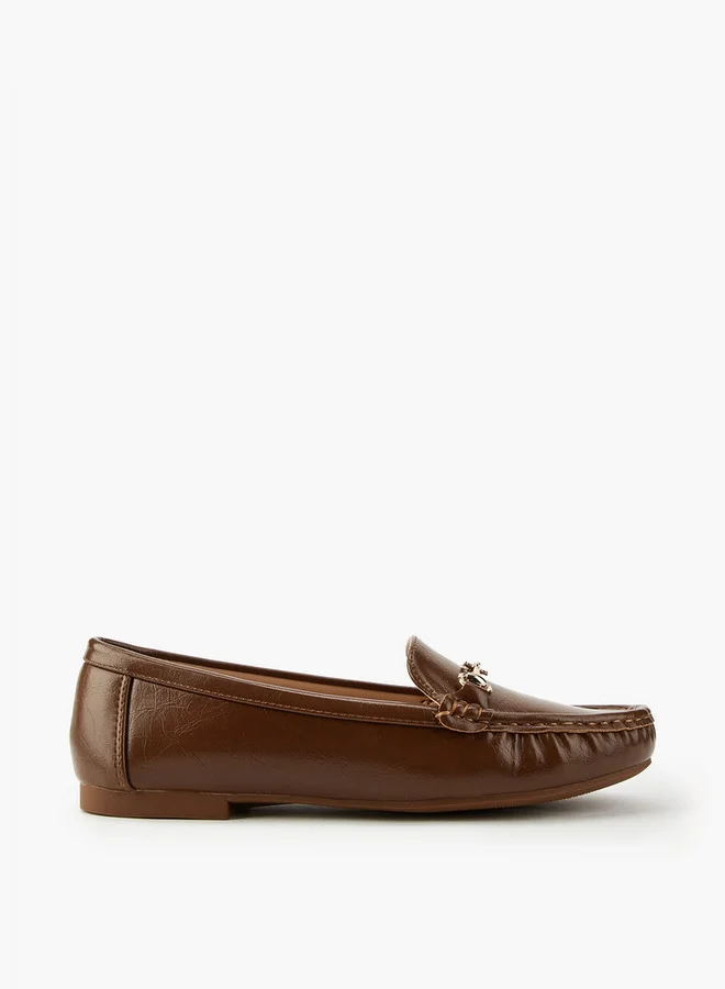 Flora Bella By Shoexpress Solid Slip-On Loafers with Metallic Accent