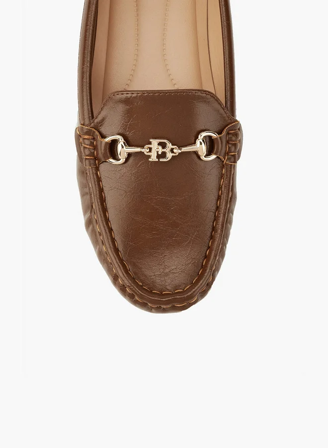 Flora Bella By Shoexpress Solid Slip-On Loafers with Metallic Accent