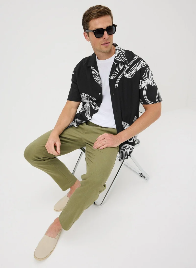 ماتلان Black Floral Print Shirt