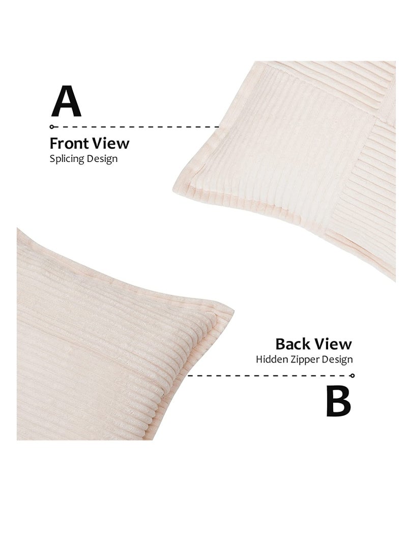 SYOSI Cream Throw Pillows Covers 18x18 Set of 4 Corduroy Decorative Rustic Modern Farmhouse Pillow Cover Square Boho Cushion Case for Couch Sofa Bedroom Living Room No Pillow Insert  - Image 4