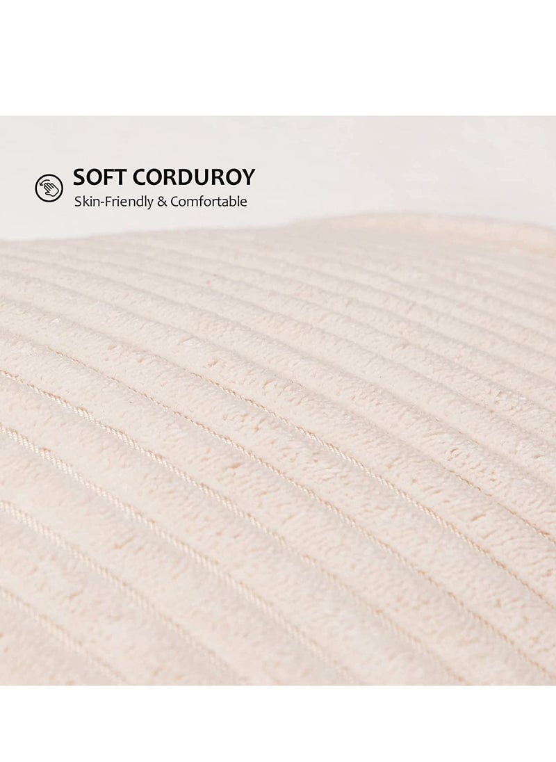 SYOSI Cream Throw Pillows Covers 18x18 Set of 4 Corduroy Decorative Rustic Modern Farmhouse Pillow Cover Square Boho Cushion Case for Couch Sofa Bedroom Living Room No Pillow Insert  - Image 5