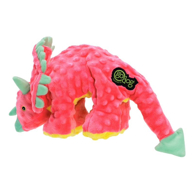 goDog Dinos Frills Squeaky Plush Dog Toy, Chew Guard Technology - Pink, Large - Image 5