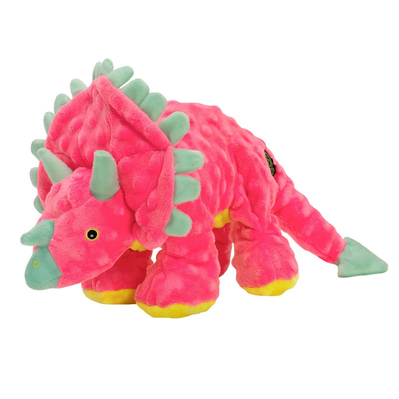 goDog Dinos Frills Squeaky Plush Dog Toy, Chew Guard Technology - Pink, Large - Image 4