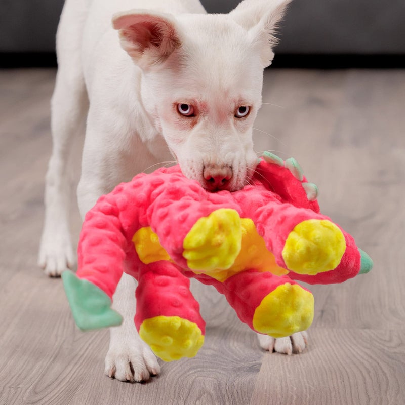 goDog Dinos Frills Squeaky Plush Dog Toy, Chew Guard Technology - Pink, Large - Image 3