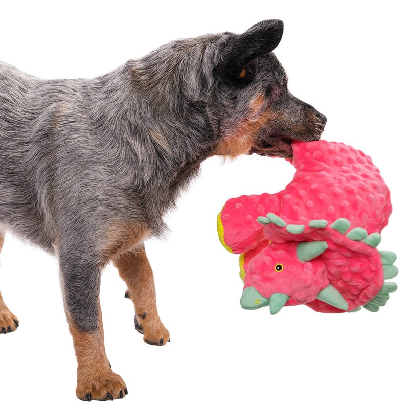 goDog Dinos Frills Squeaky Plush Dog Toy, Chew Guard Technology - Pink, Large - Image 2
