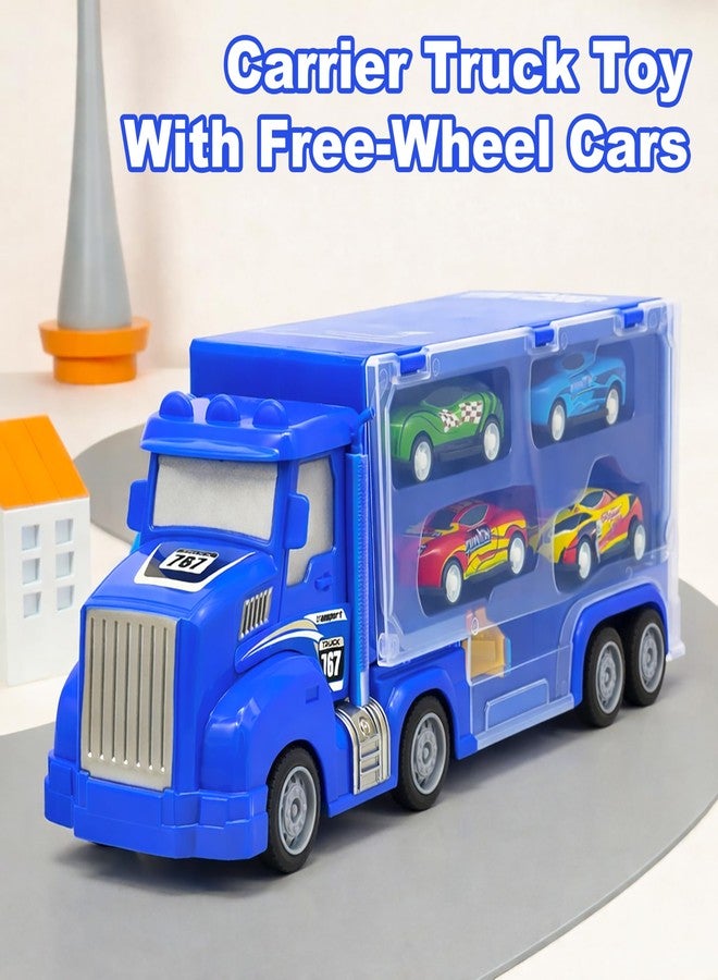 VGRASSP Push and Go Carrier Truck Toy for Kids with 4 Mini Cars and Launch Button - Interactive Transport Vehicle Toy with Built-in Car Storage - Color As Per Stock - Image 3