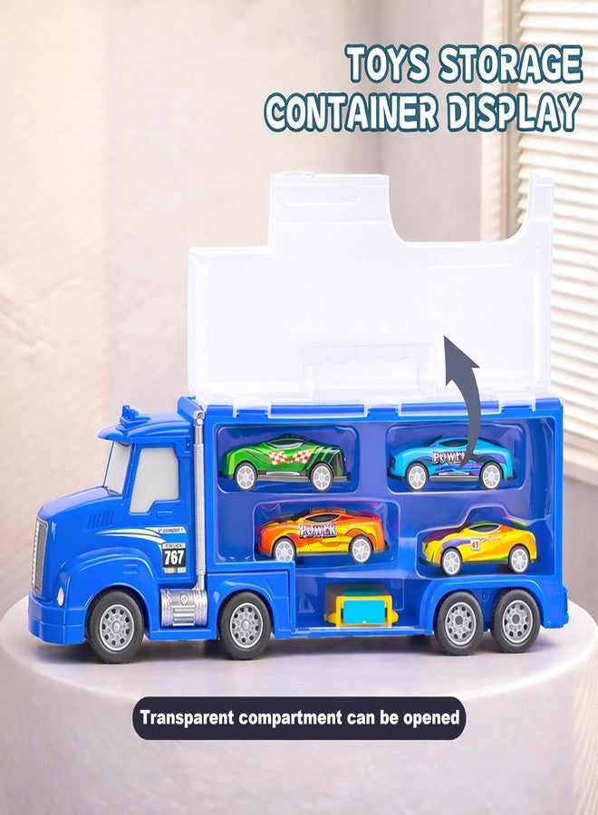 VGRASSP Push and Go Carrier Truck Toy for Kids with 4 Mini Cars and Launch Button - Interactive Transport Vehicle Toy with Built-in Car Storage - Color As Per Stock - Image 2