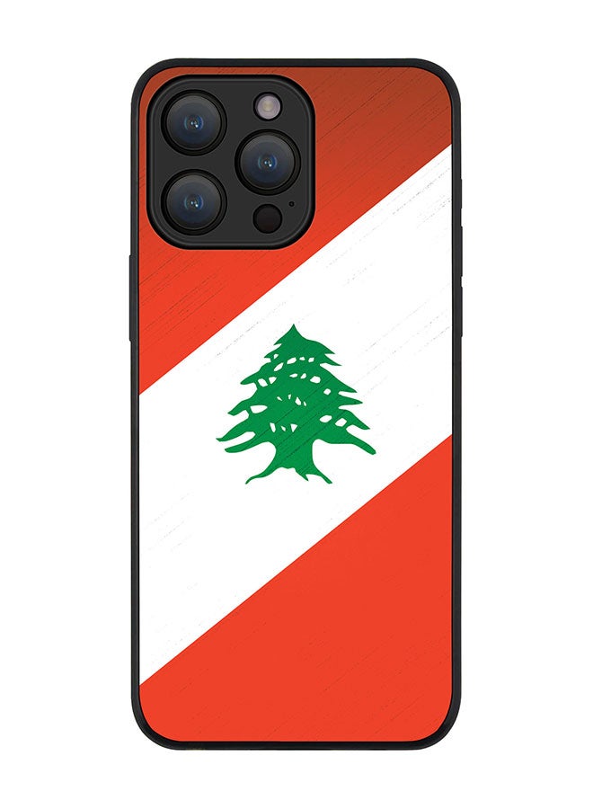 Stylizedd غطاء لجهاز آيفون 15 برو - أسود متين نحيف مرن مضاد للسقوط TPU جل رقيق واقي للهاتف - علم لبنان - Image 1