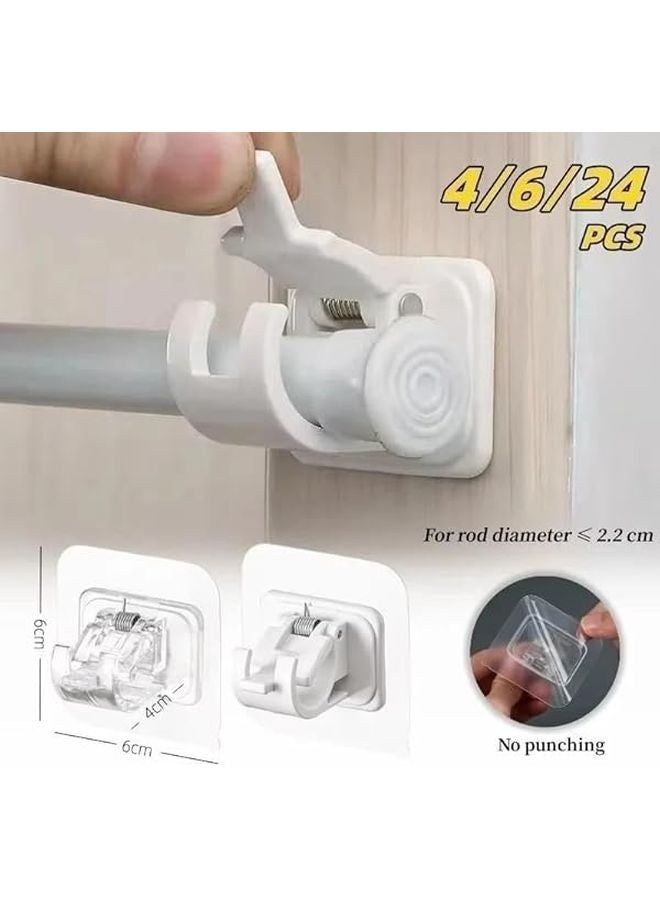 24 حزمة من مشابك قضيب الستارة البيضاء القابلة للتعديل ذاتية اللصق، خطافات حائط لا تحتاج إلى حفر - Image 3