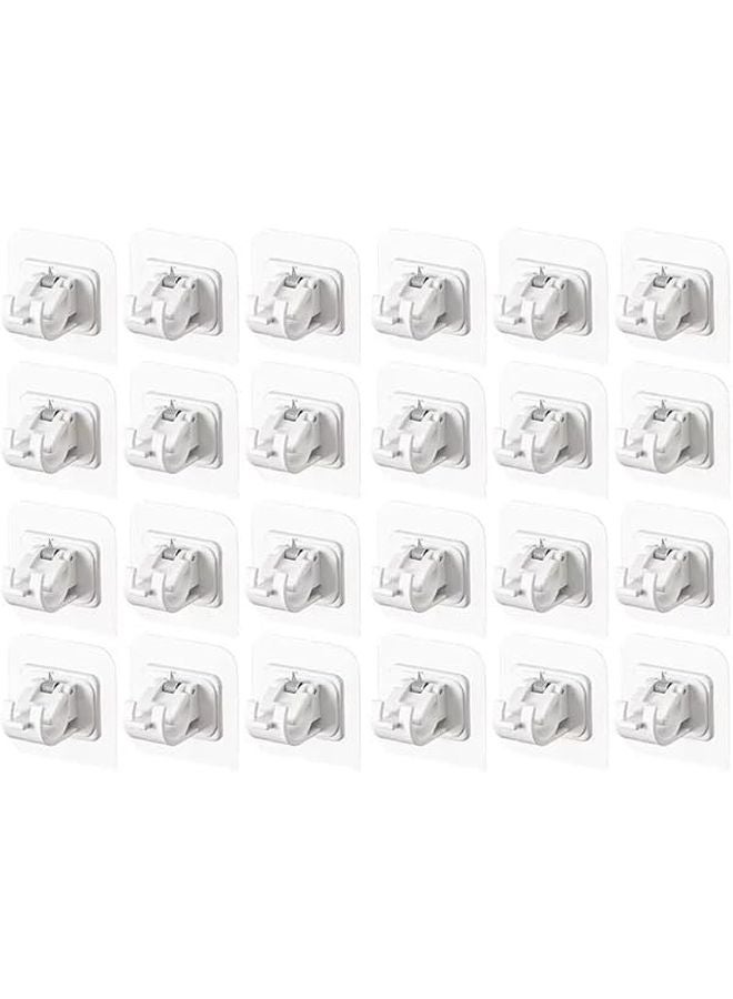 24 حزمة من مشابك قضيب الستارة البيضاء القابلة للتعديل ذاتية اللصق، خطافات حائط لا تحتاج إلى حفر - Image 1