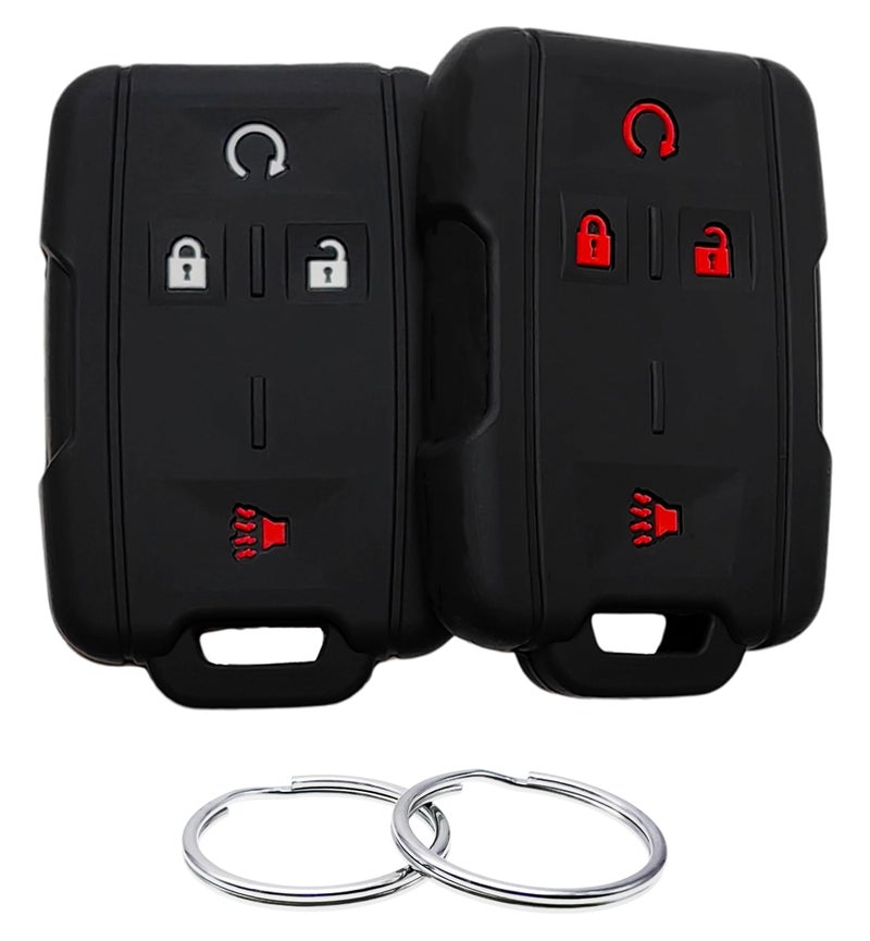 REPROTECTING Silicone Rubber Key Fob Cover Compatible with 2012-2021 Chevrolet Colorado Silverado 1500 2500HD 3500HD Suburban Tahoe GMC Canyon Sierra 2500 HD 1500 3500 HD Yukon XL (Black Black) - Image 1