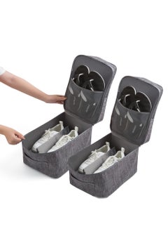 XiuWoo 2 Pack Portable Flying Carryon Shoe Luggage, Shoes Storage Organizer, Multipurpose Travelling Shoe Holder Storage Bag, Footwear Organizer Pouch, Travel Shoe Bags for 3 Pair of Shoes with Handle  - Image 1