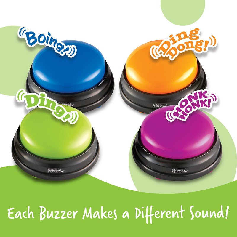 Learning Resources Answer Buzzers - Set of 4, Ages 3+, Assorted Colored Buzzers, Game Show Buzzers, Perfect for Family Game and Trivia Nights, for Kids - Image 3