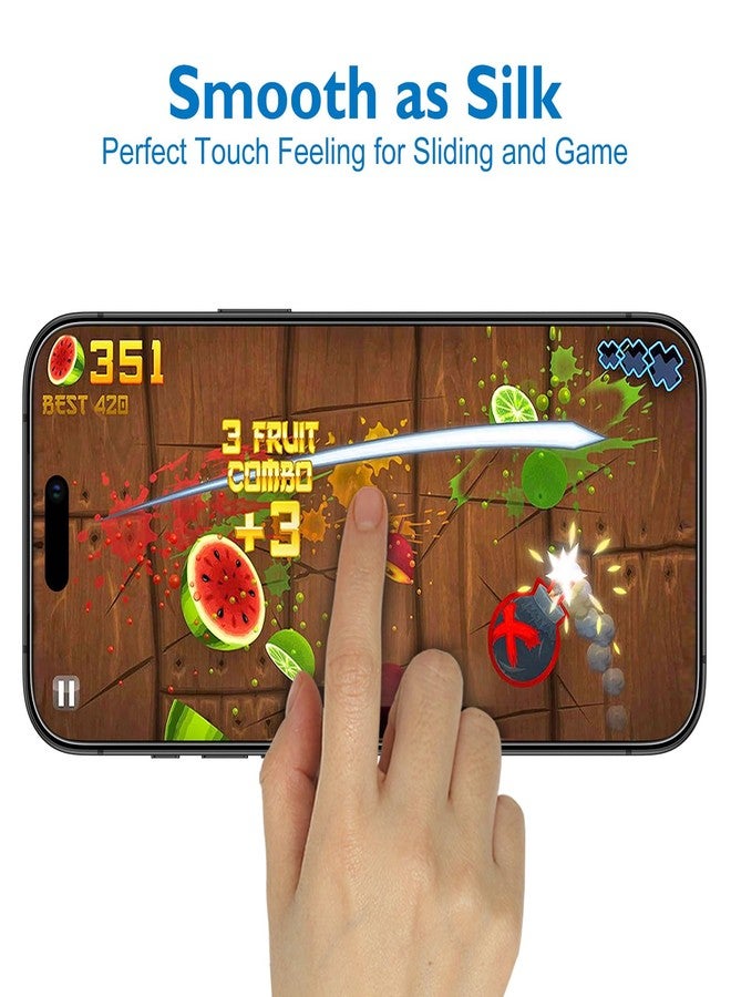 موثكا واقي شاشة Mothca غير لامع لهاتف iPhone 17 Pro، زجاج مقوى غير لامع 9H مضاد للوهج وبصمات الأصابع، تركيب خالٍ من الفقاعات + واقي عدسة الكاميرا، قطعتان + قطعتان - Image 4