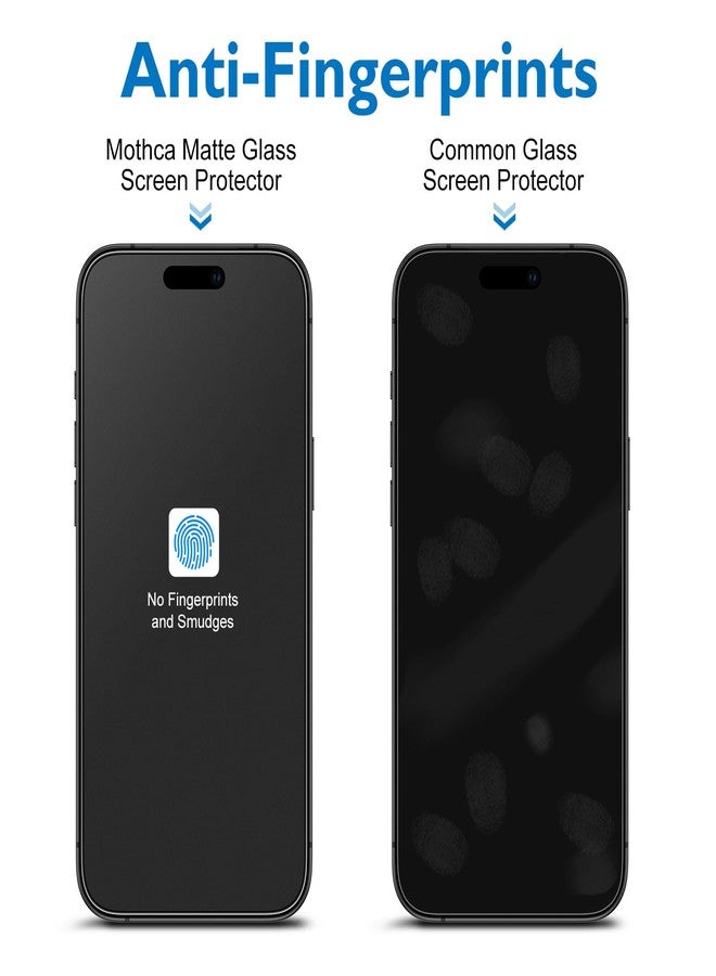 موثكا واقي شاشة Mothca غير لامع لهاتف iPhone 17 Pro، زجاج مقوى غير لامع 9H مضاد للوهج وبصمات الأصابع، تركيب خالٍ من الفقاعات + واقي عدسة الكاميرا، قطعتان + قطعتان - Image 2