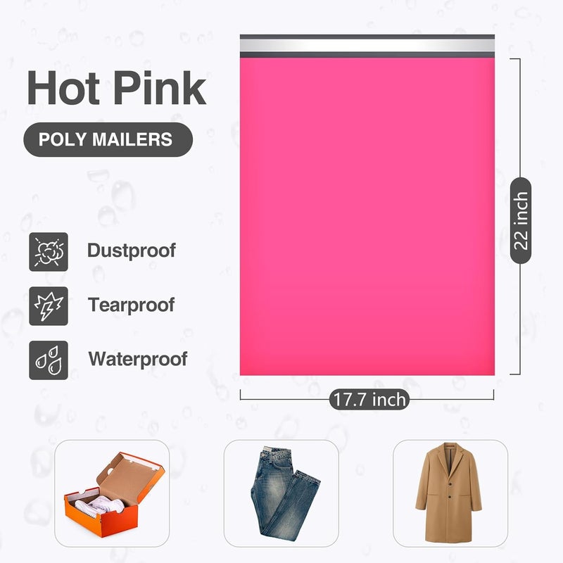 UCGOU 17.7x22 Large Poly Mailers Hot Pink Shipping Bags Self-Sealing Waterproof and Tear-Proof Shipping Envelope for Small Business Mailers Poly Bags for Clothing, Books 50 Pack - Image 2