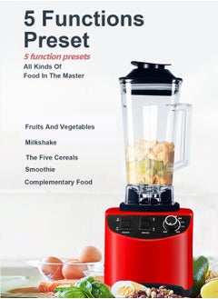 sokany 5-Speeds Power Crush Machine Multi-Function Countertop Blender Ice Shaver Food Grinder Juicer 2.5L Red  - Image 2