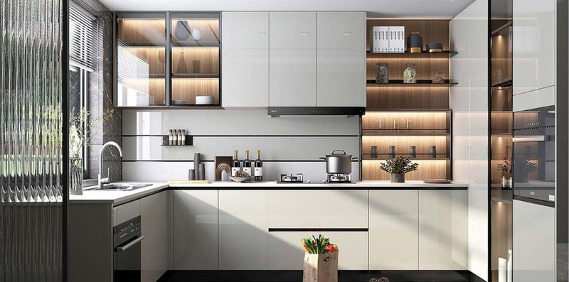 ERATO Glossy Wallpaper Peel & Stick Vinyl Contact Paper Self Adhesive Wallpaper for Kitchen Cabinets Furniture Countertop Removable Waterproof Wallpaper (Beige Glossy, 2 Feet x 5 Feet) - Image 4
