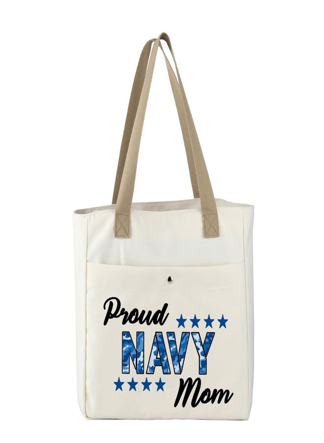 MBMSO Proud Navy Mom Tote Beach Bag Navy Mom Gifts for Women Military Mom Gifts Navy Sailor Gift Navy Deployment Gift for Mom (Navy Mom TOTE), Large - Image 1