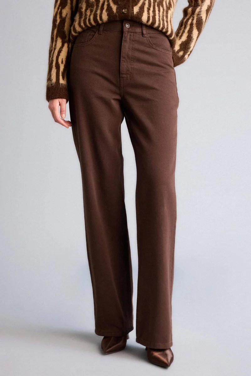 ديفاكتو 100% Cotton Straight Fit Regular Waist Gabardine Trousers
