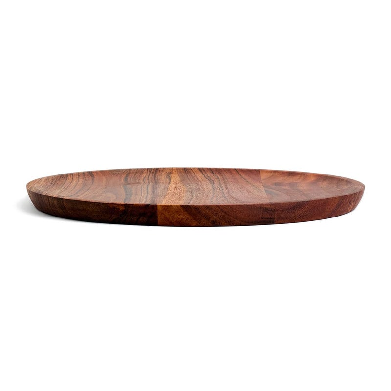 Saaga Multipurpose Acacia Solid Wood Serving Platter - 11 in Dia - Round Serve Platte Use for Snacks, Drinks, Desserts, Fruits & Salads - Brown - Image 4