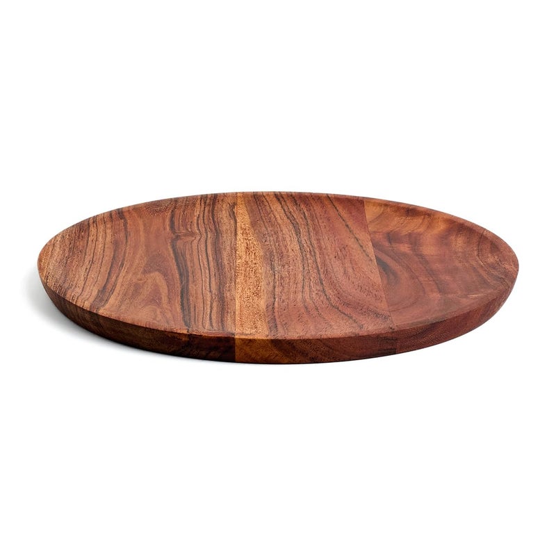 Saaga Multipurpose Acacia Solid Wood Serving Platter - 11 in Dia - Round Serve Platte Use for Snacks, Drinks, Desserts, Fruits & Salads - Brown - Image 1