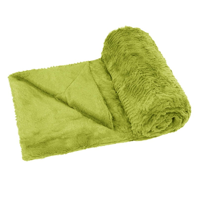 Home Soft Things Green Herringbone Brushed Throw Blanket, 50'' x 60'', Dark Citron, Lightweight Fluffy Plush Comfy Cozy Couch Bed Covers Suitable for Kids Adults Friends Home DÃ©cor - Image 1