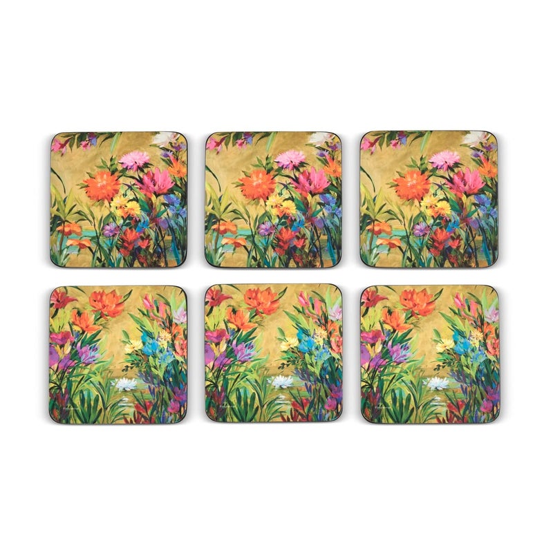 Pimpernel Martha's Choice Collection Coasters | Set of 6 | Cork Backed Board | Heat and Stain Resistant | Drinks Coaster for Tabletop Protection | Measures 4” x 4” - Image 5