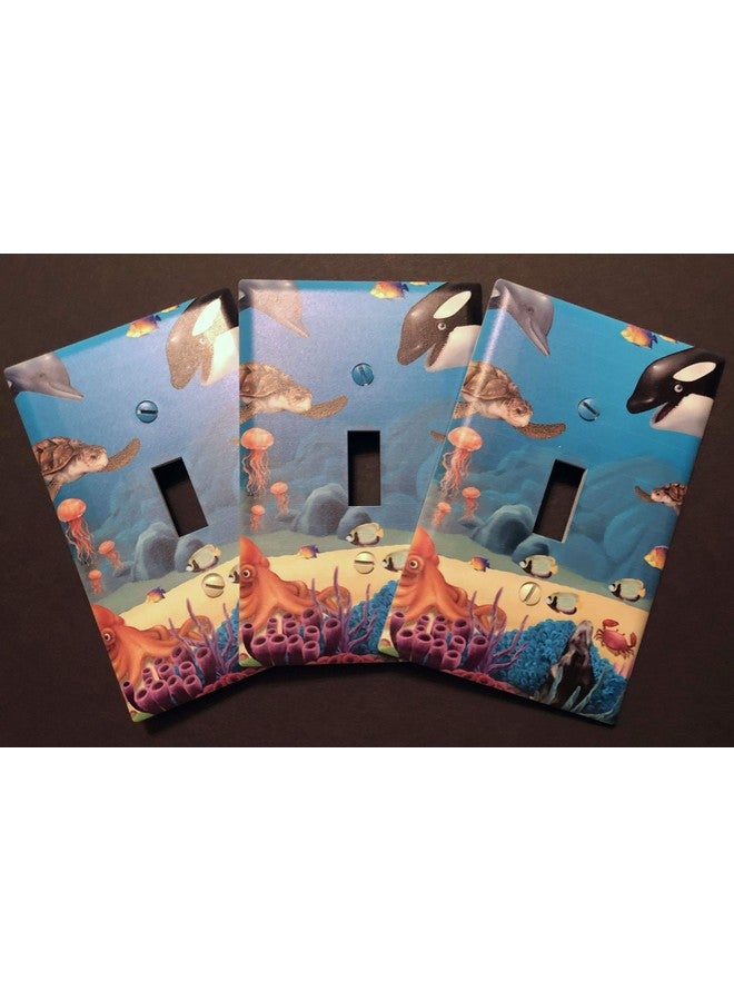 Create-A-Mural Ocean Underwater Dolphin Whale Sea Turtle Kids Light Switch Cover Plate Decorative Nursery Teen Toddler Room Decor Bedroom Bathroom Playroom (Ocean 1) - Image 5