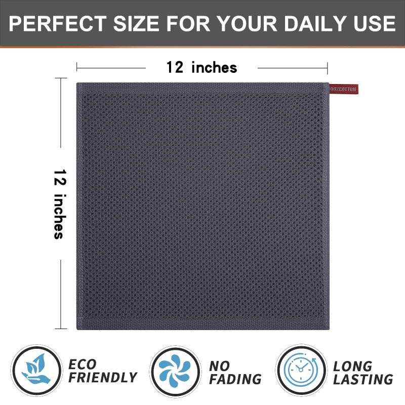 Kitinjoy 100% Cotton Kitchen Dish Cloths  12 Pack Waffle Weave Ultra Soft Absorbent Dish Towels for Drying Dishes Quick Drying Kitchen Towels Dish Rags  12 X 12Inch  Dark Grey - Image 5