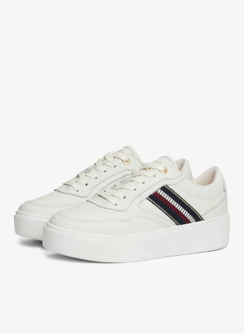 TOMMY HILFIGER Signature Tape Leather Flatform Sneakers