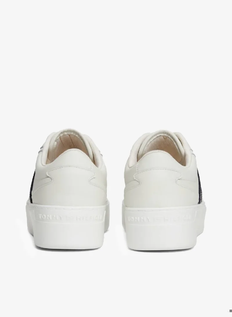 TOMMY HILFIGER Signature Tape Leather Flatform Sneakers