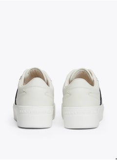 TOMMY HILFIGER Women's Signature Tape Leather Flatform Trainers - Leather, Beige  - Image 3