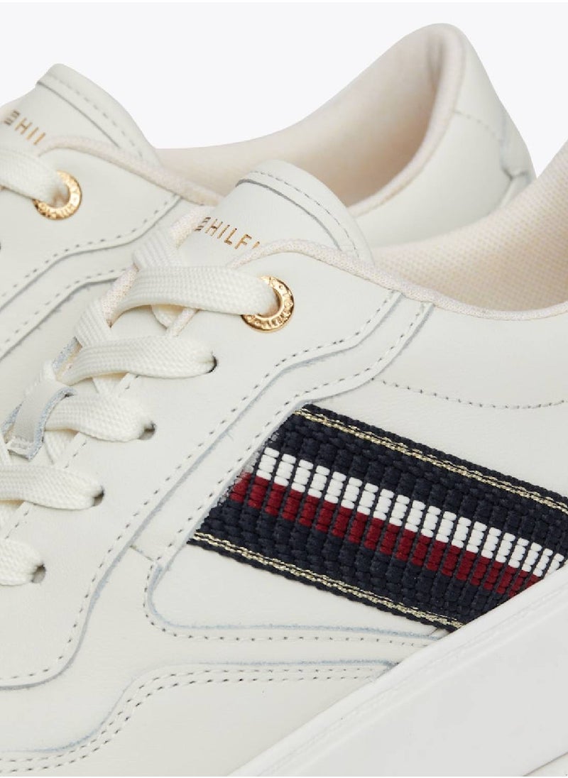 Women's Signature Tape Leather Flatform Trainers - Leather, Beige - pzsku/ZD416EC1A42FDD4089631Z/45/_/1738742129/d1503eeb-8a32-4bb0-aa48-4180ad10f82b