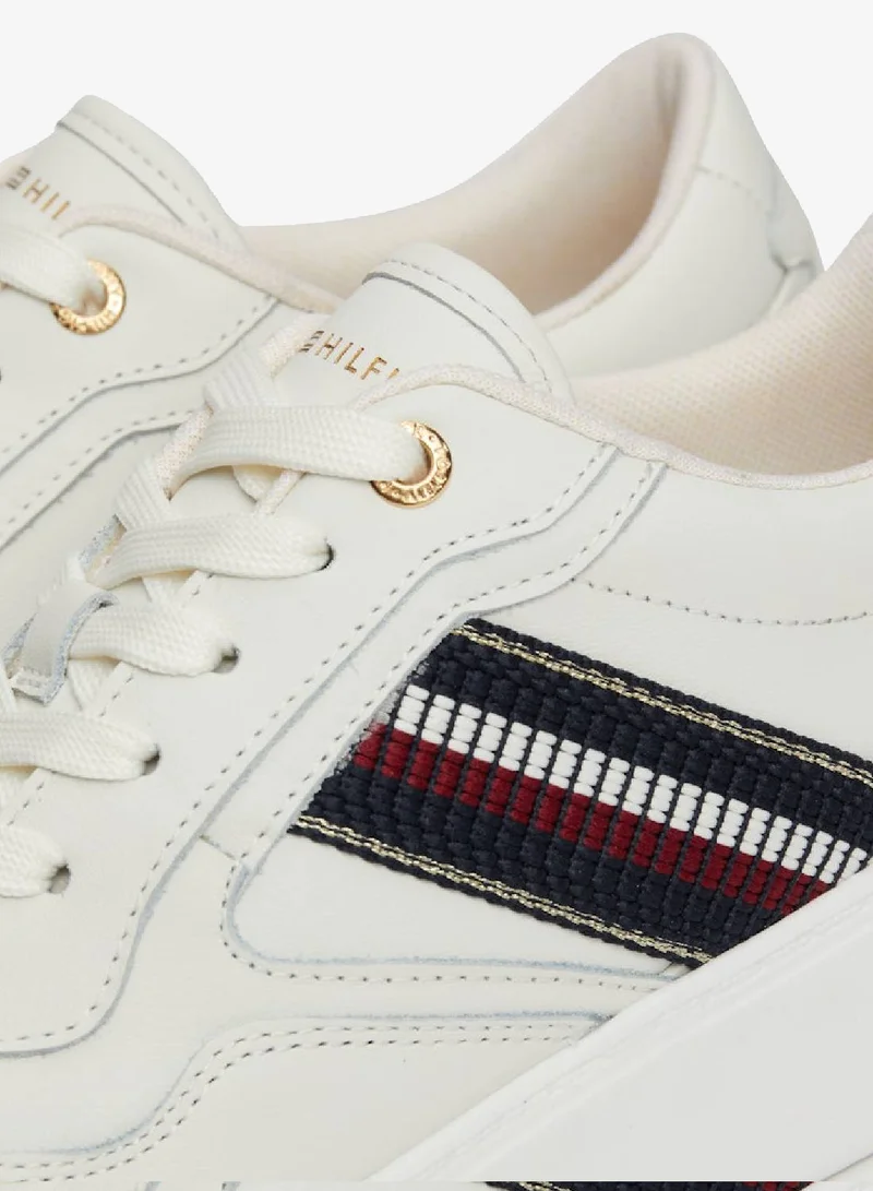 TOMMY HILFIGER  Signature Tape Leather Flatform Sneakers for Women | Best Price UAE