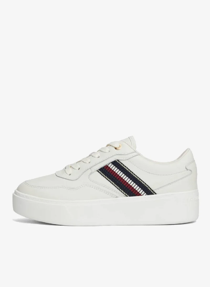 TOMMY HILFIGER  Signature Tape Leather Flatform Sneakers for Women | Best Price UAE