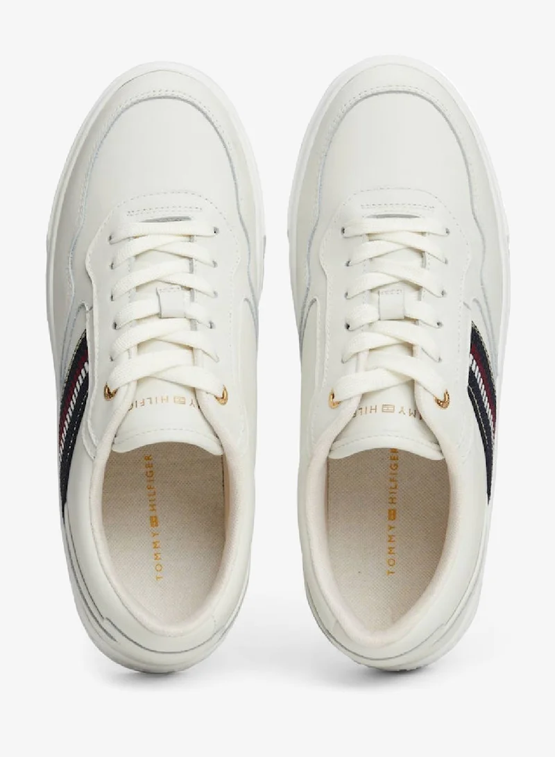 TOMMY HILFIGER  Signature Tape Leather Flatform Sneakers for Women | Best Price UAE