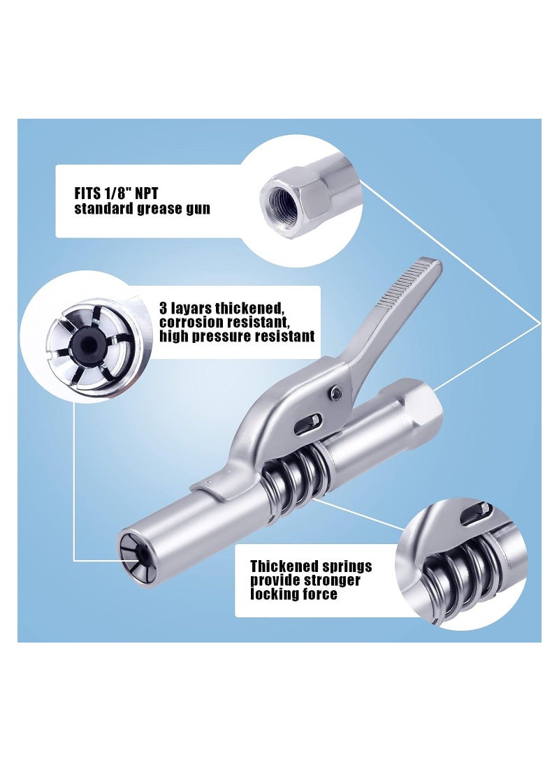 Generic Grease Gun Coupler Kit Professional Lever Action Grease Gun with Hose Quick Release Grease Coupler Easy to Lock Handle Compatible with All Grease Gun 1/8 NPT Grease Gun Fitting  - Image 2