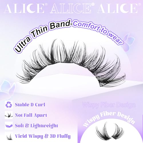 ALICE Lash Clsusters Kit Wispy Cluster Eyelash Extension Kit 168pcs 10-18mm Natural Lash Extension Kit Thin Band Individual Lashes Kit with Lash Glue Bond and Seal DIY at Home - Image 3