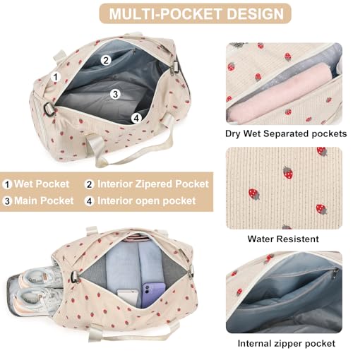 BLUBOON Duffle Bag Girls Kids Cute Gym Bag with Shoes Compartment & Wet Separation Waterproof Sports Overnight Travel Bag - Image 5