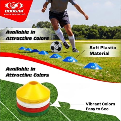 COUGAR Soft Vinyl Saucer Cones Set of 10 – Non-Slip Low-Profile Space Markers for Football, Cricket & Agility Training – Shatterproof Flexible Disc Cones for Skating, Soccer & Home Gym Drills - Image 5