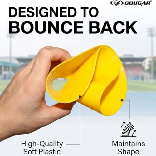 COUGAR Soft Vinyl Saucer Cones Set of 10 – Non-Slip Low-Profile Space Markers for Football, Cricket & Agility Training – Shatterproof Flexible Disc Cones for Skating, Soccer & Home Gym Drills - Image 3