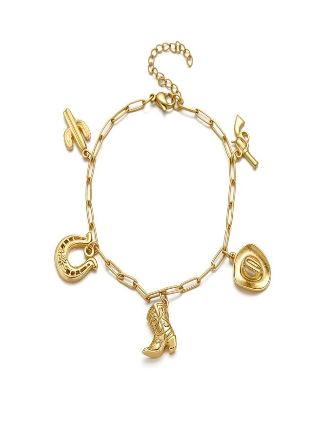 MANZHEN Western Cowgirl Necklaces Bracelets For Women Cowboy Carter Outfits Women Beach Charm Necklace Gold Boho Anklets Country Concert Jewelry (Western Cowgirl Bracelets) - Image 1