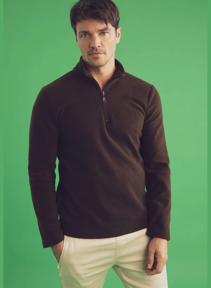 DeFacto Man Regular Fit Stand Up Collar Long Sleeve Knitted Sweatshirt