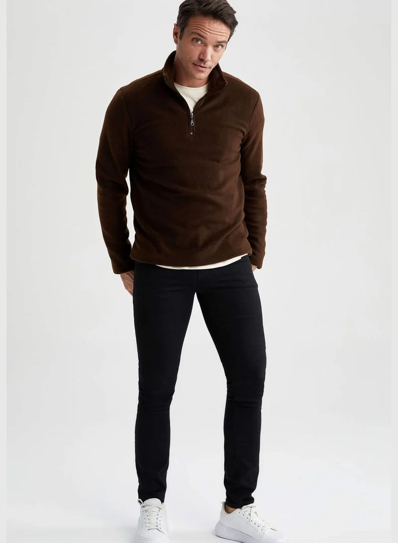 DeFacto Man Regular Fit Stand Up Collar Long Sleeve Knitted Sweatshirt