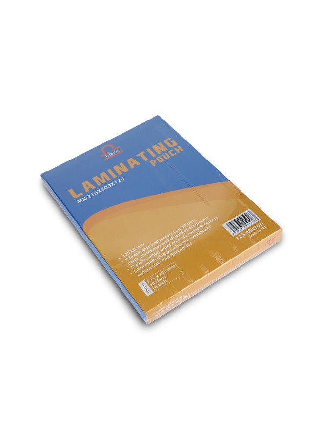 Libra High Gloss Crystal Clear Laminating Pouch 125 Micron 100 sheets Pack 216x303mm A4 Laminating Pouches - Image 2