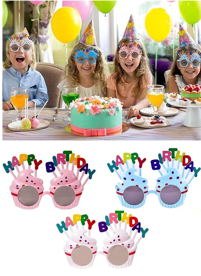 ShebSheb 3PCS Birthday Cake Party Glasses For Men Women Kids，Costume Glasses For  Party Decorations,   Birthday Party  - Image 1