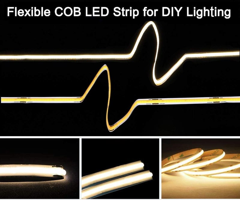 شريط LED COB معتمد من UL - 5 متر/16.4 قدم أضواء شريط LED 3000K 5500 لومن CRI 90+ شريط ضوء LED، 528 LED/متر شريط ضوء، أضواء شريط LED DC24V لغرفة النوم، الخزانة، المطبخ، المكتب، إضاءة DIY - Image 3