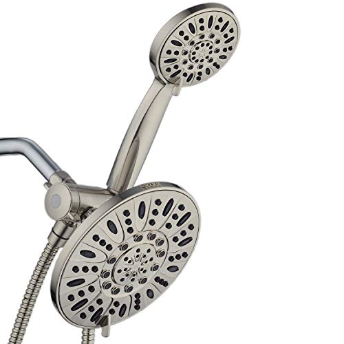 AquaDance Brushed Nickel 7" Premium High Pressure 3-Way Rainfall Combo with Extra Long 72 inch Hose – Enjoy Luxury 6-Setting Rain Showerhead and Matching Hand Held Shower Separately or Together - Image 1